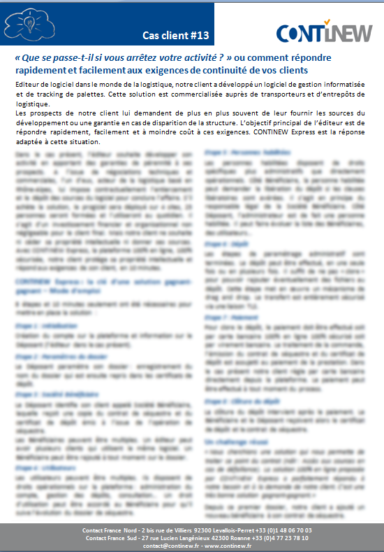 Fiche produit : Continew Software Fiche produit : Continew Software